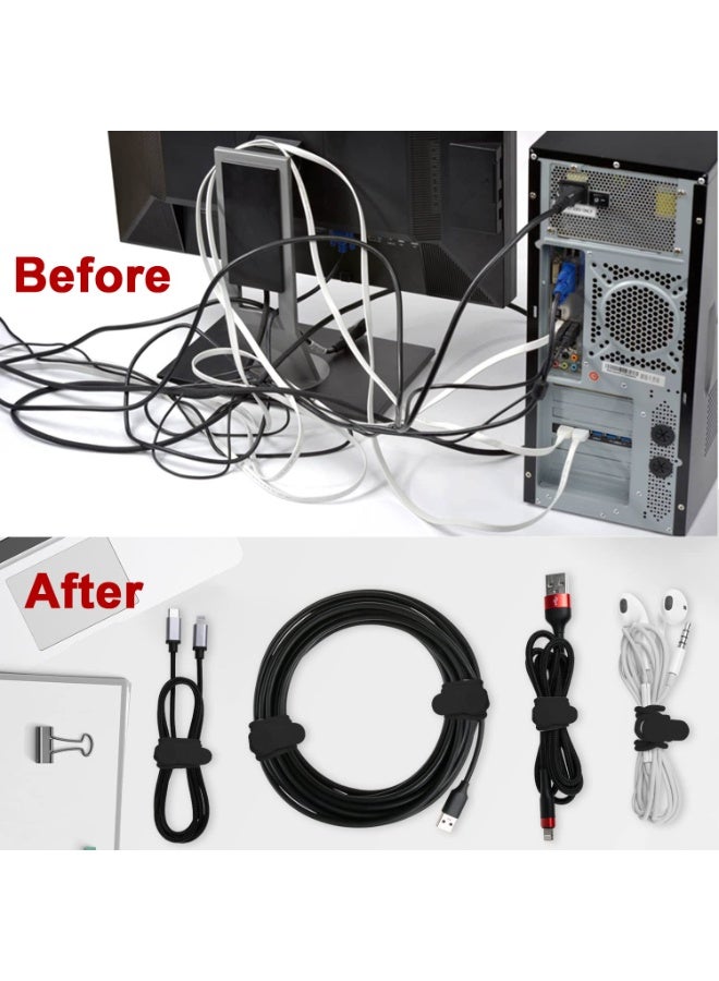 هومستر 16 قطعة من مُنظِّمات الكابلات السيليكونية | أربطة كابلات قابلة لإعادة الاستخدام لتنظيم الأسلاك | للربط بين شواحن/سماعات سمع/كابلات بيانات/أسلاك الحاسوب | حل متعدد المواقع لتنظيم الكابلات للمنزل/المكتب/المطبخ/المدرسة، اللون الأسود، 10.6 سم - Image 5